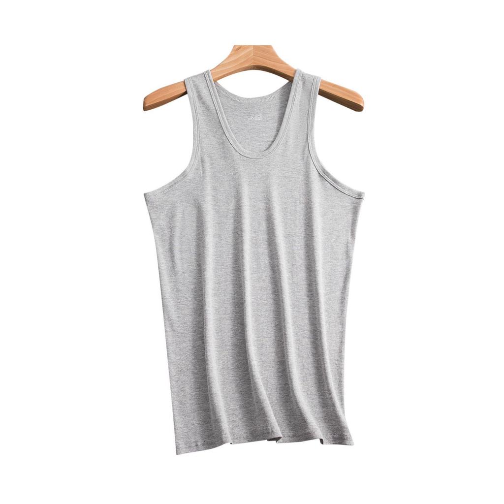 Men's Summer Cotton Ribbed Slim Fit Tank Top with Spaghetti Straps and Racerback.