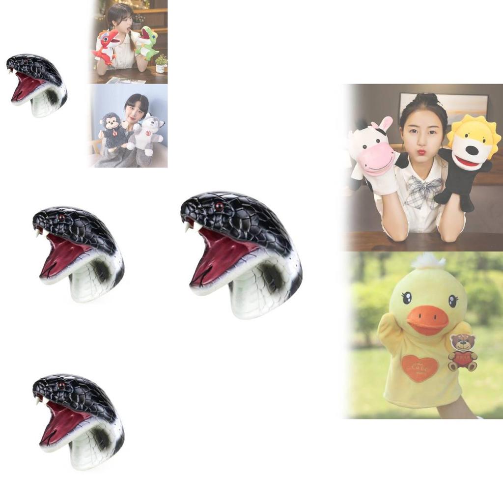 Игрушка-рукавичка в виде животного с реалистичной змеиной головой для развивающей игры детей