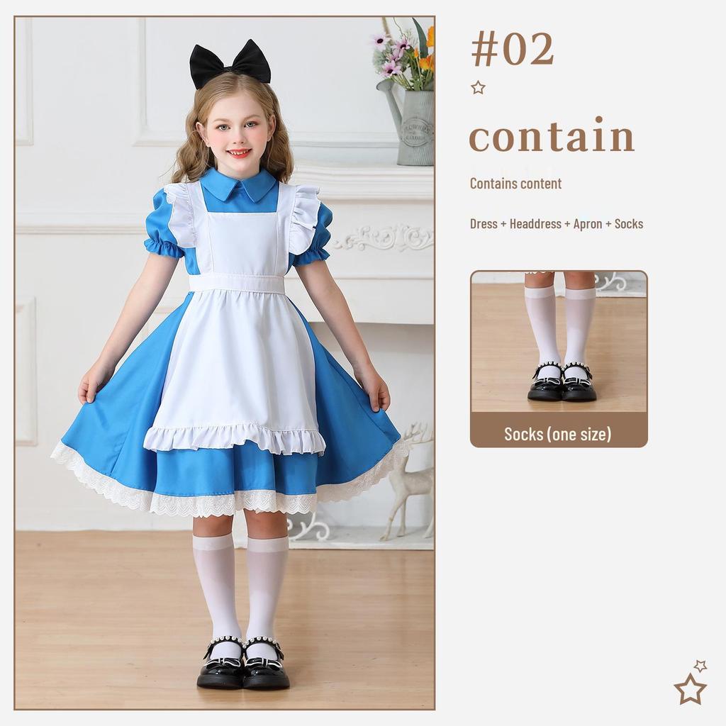 Детский костюм горничной для выступлений Alice - Пасторальное платье в стиле Лолита для Хэллоуина для девочек