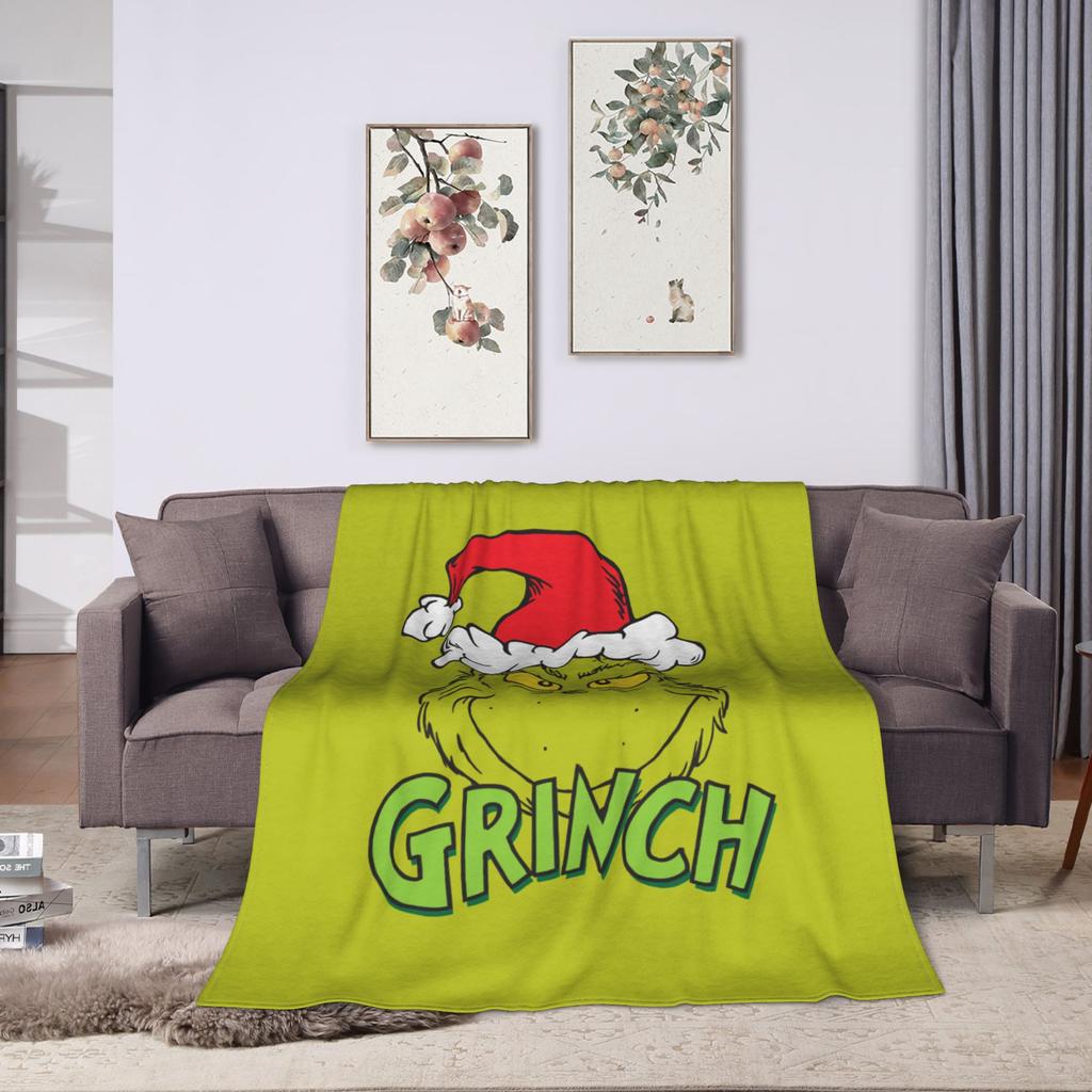 Christmas-S-Green-S-Grinch Blanket Fleece Textile Decor Portable Warm Throw Blanket for Home Office blanket Piece