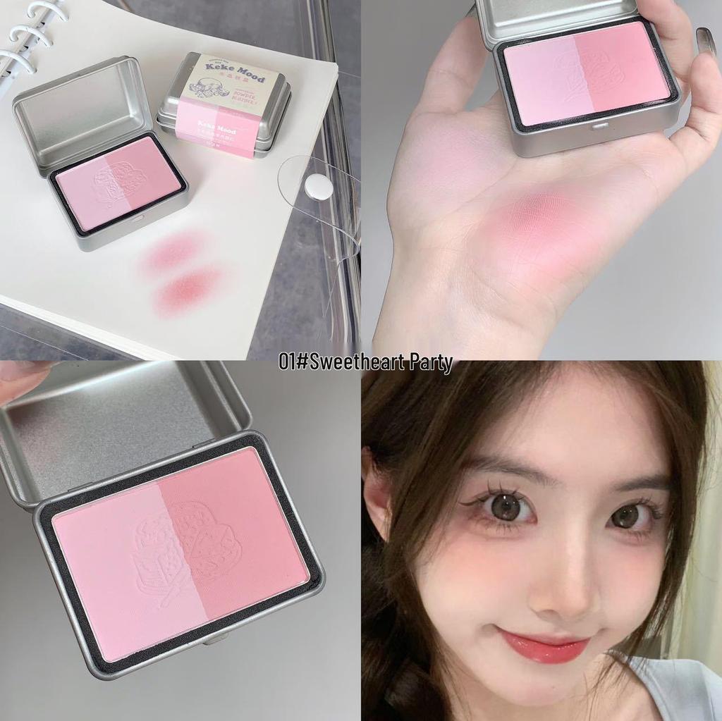 Kekemood Румяна с градиентом для скул: Матовый серо-розовый тон для универсального нюдового образа.