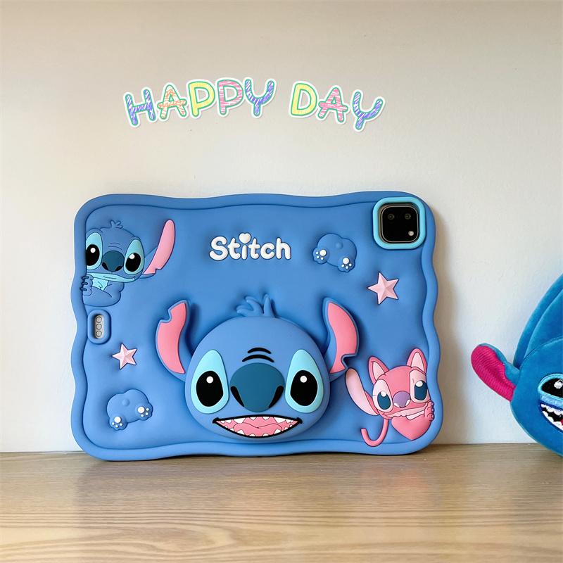 Kids Stand Tablet Case For Samsung Galaxy Tab A9 Plus 8.7 11 inth Cute 3D Cartoon Stitch Silicone Tablet Protective Case