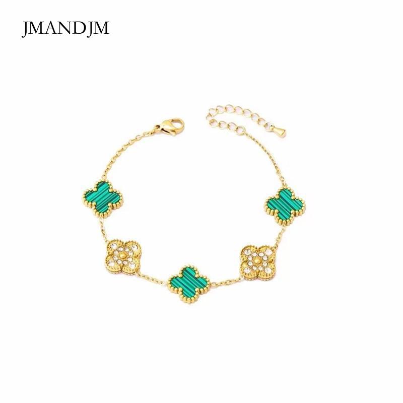 Пять цветов, четыре листа, браслет из травы, титановая сталь, бриллиант, двусторонний браслет Fritillaria, наконечник, модный браслет женский