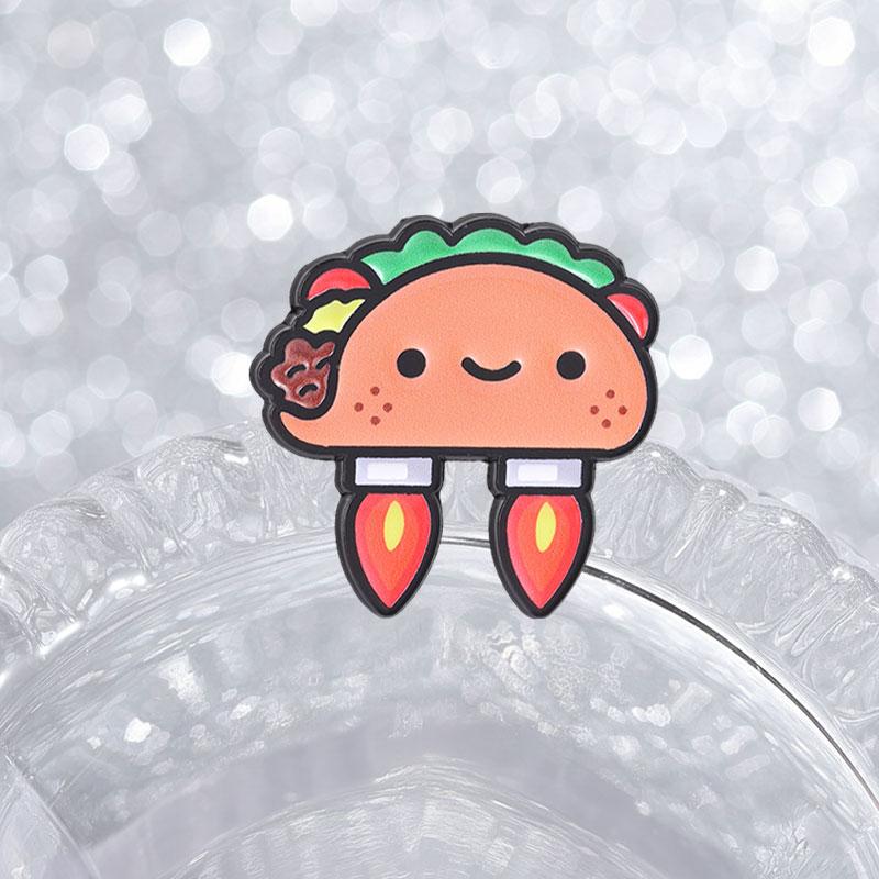 Cute Rocket Taco Enamel Pins Funny Mexican Food Jetpack Brooches Lapel Badge Cartoon Jewelry Accessory Gifts For Friends