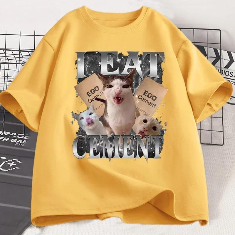 I Eat CeUnisext Funny Cat Meme T Shirt Women Stupid Ugly Unhinged TShirt Silly Oddly Tee Casual Soft Tshirt Streetwear Graphic Y2K
