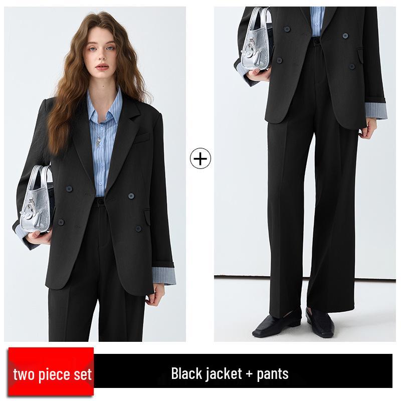 Женский повседневный костюм высокого класса: Осенний профессиональный стиль с темпераментом, включает куртку и брюки палаццо