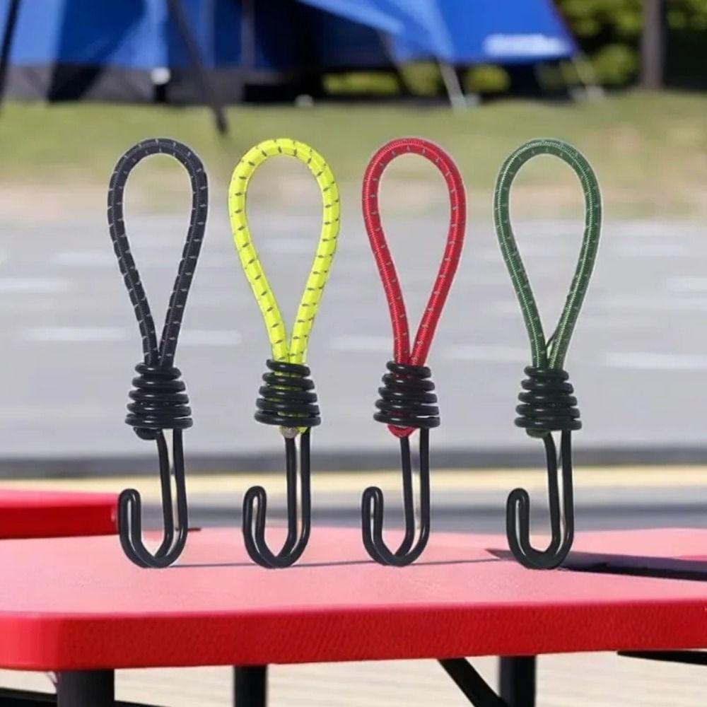 10pcs Outdoor Tent Elastic Rope Cord Hook Portable String Carabiner Hooks Tent Fixing Cord Hook