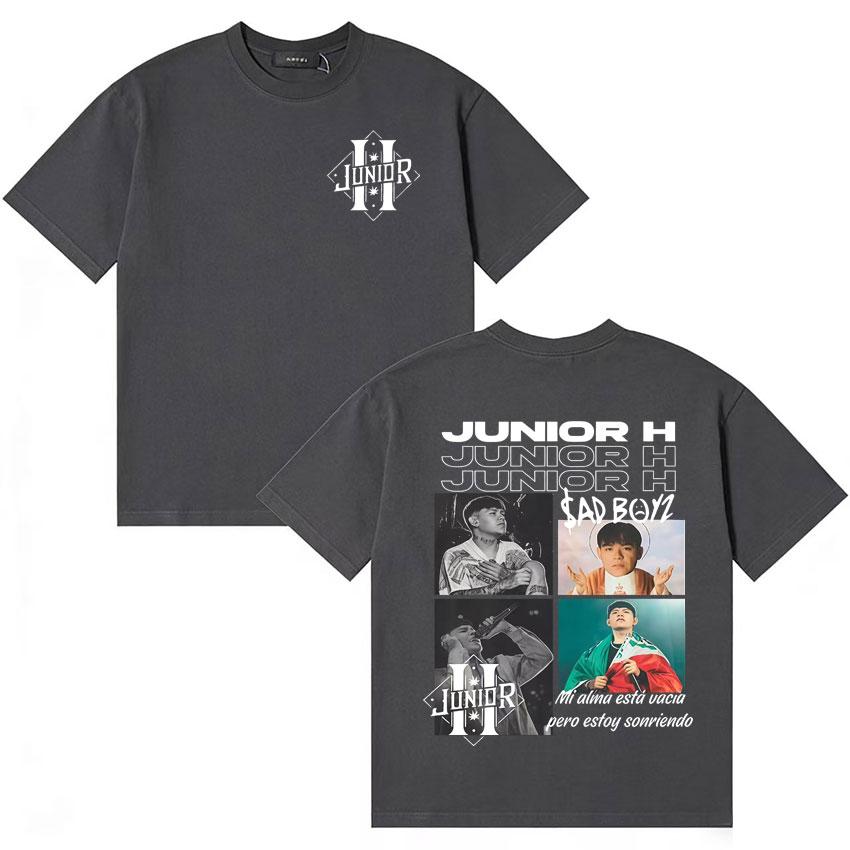 Rapper Junior H Album Cover High Quality T Shirt Unisex Women Aesthetic Short Sleeve Double Sided Print Y2K Oversized Tee Teenagers