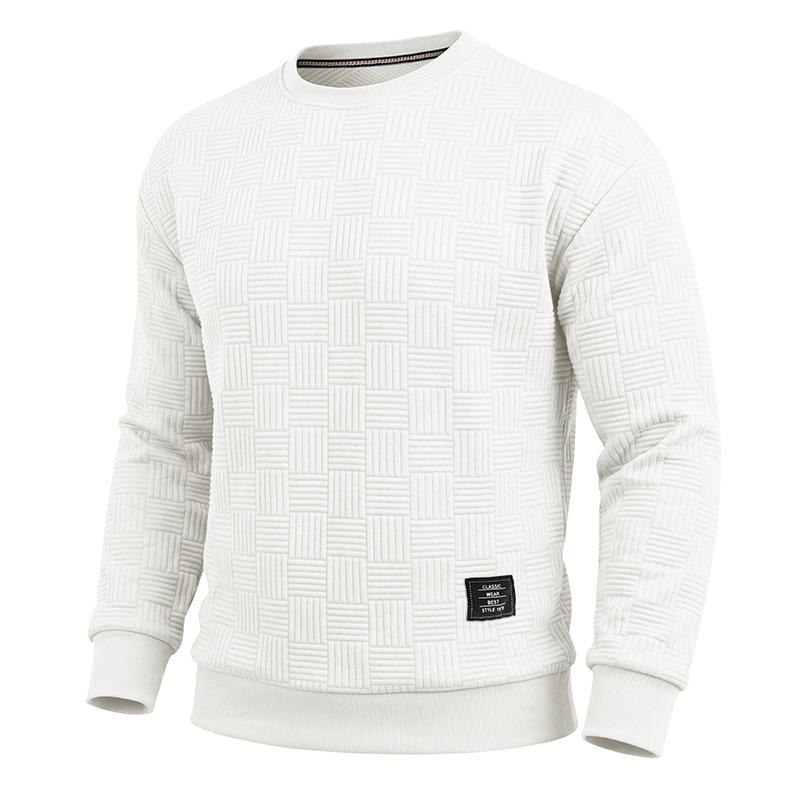 Men S Long Sleeve Crew Neck Jacquard Sweatshirt Loose Fit Thick Winter Top