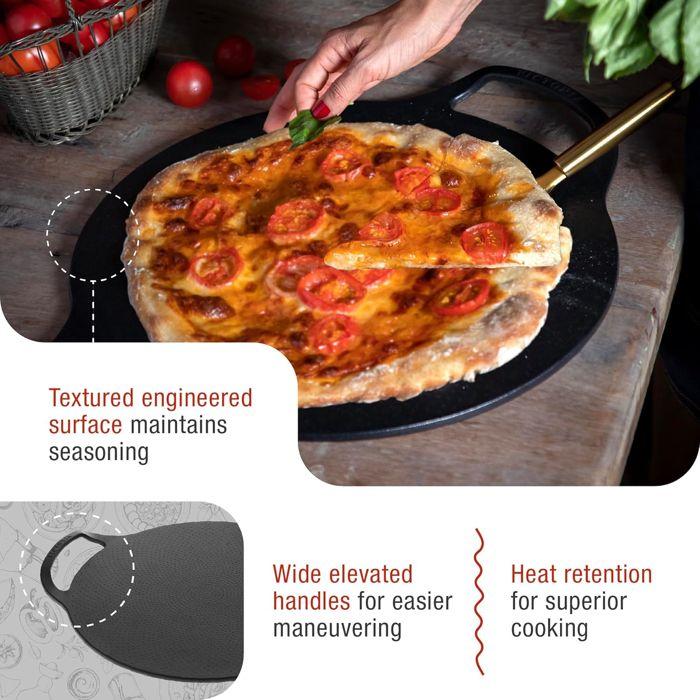 Plaque à Griller en Fonte à Induction pour Pizza, Poêle 38cm pour Barbecue, Four Victoria 34474 Noir 34474