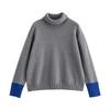 Chuyu Women's High Neck Color Block Knit Top
