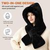 Fuzzy Hooded Scarf Soft Hat Scarf Gloves Set Cute Winter Hooded Scarf  Winter