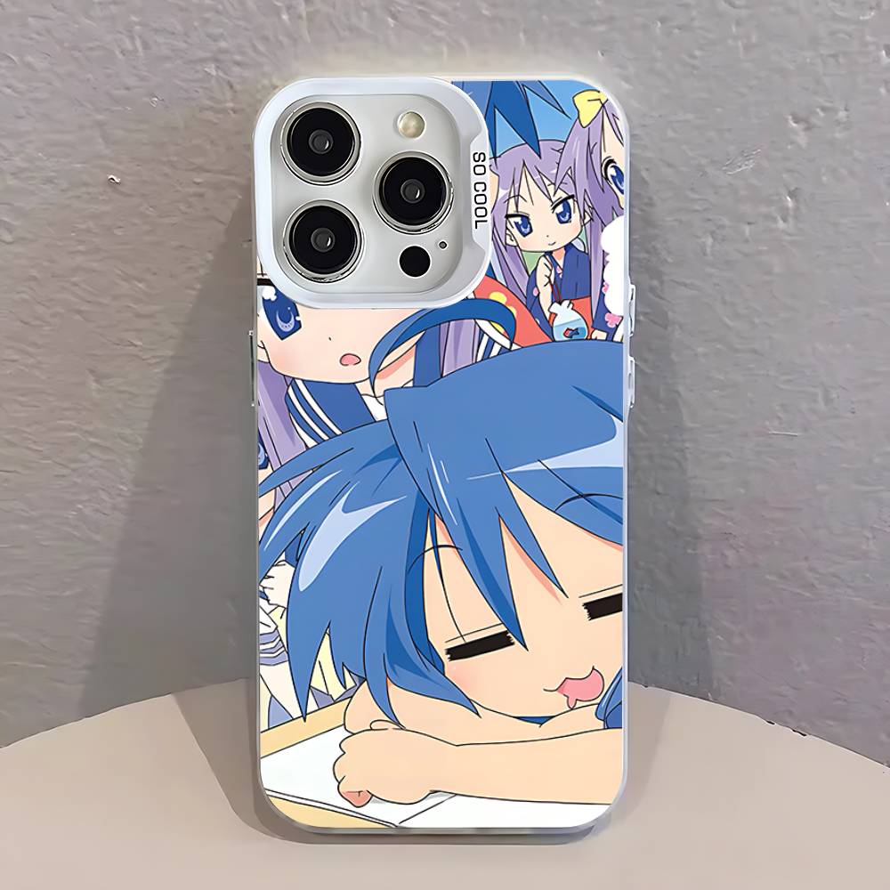 K-Konata Izumi Lucky S-Star Phone Case For iPhone 17,16,15,14,13,12,11,Pro,Max,Plus,SE,Air,Mini Anti Fall White Bumper