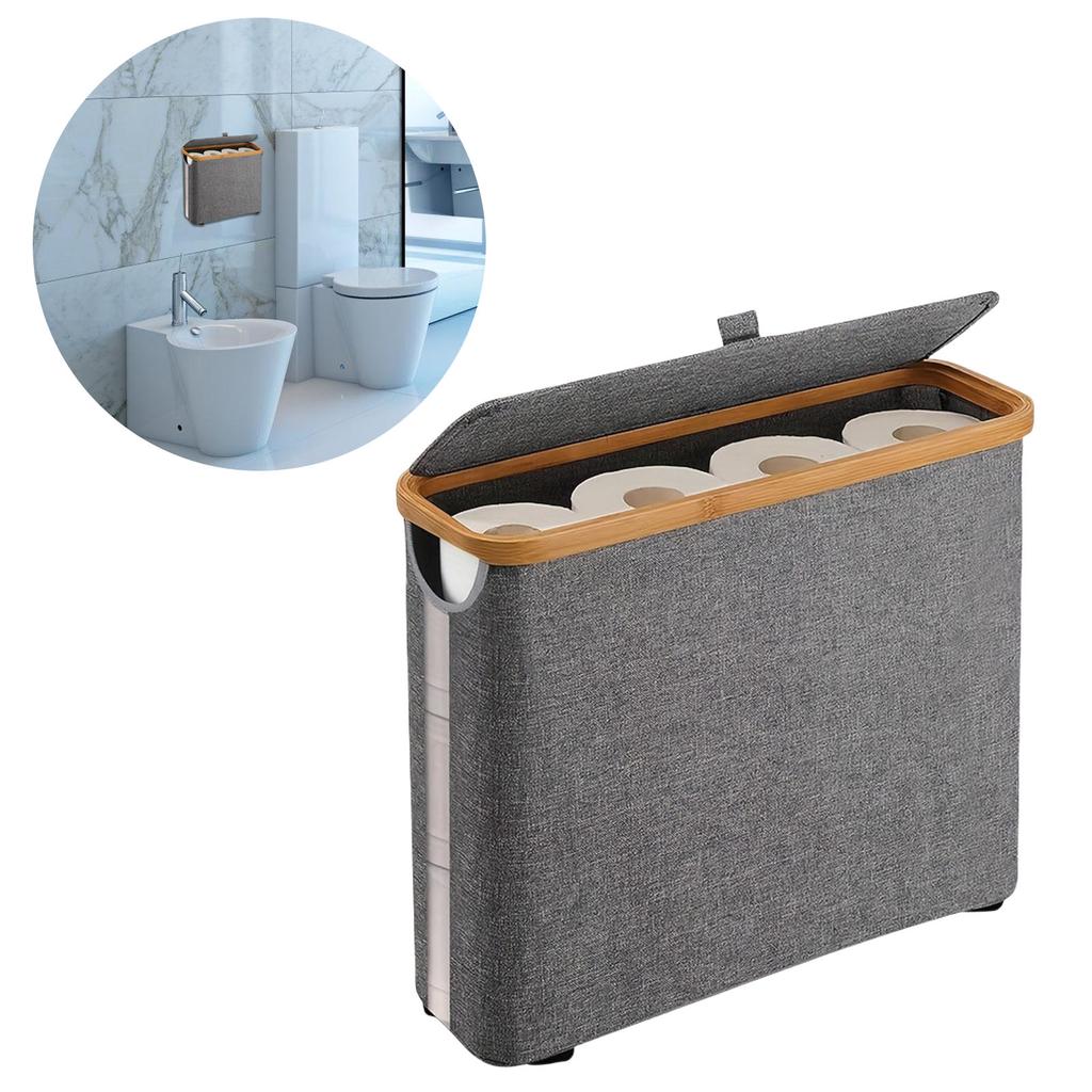 Elegant Toilet Paper Storage Basket for Bathroom Organization Holds Up To 12 Rolls With Quick Assembly Black or Gray