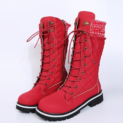 Ботинки Мартин женские осенне-зимние большого размера с круглым носком, с высоким голенищем, на низком каблуке, теплые женские хлопковые ботинки