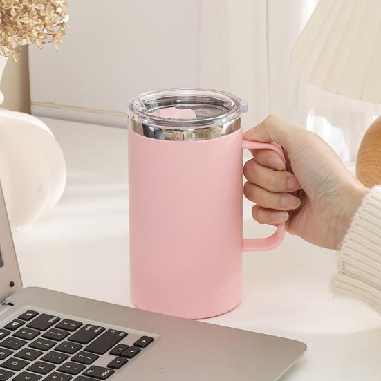 Кружка для кофе из нержавеющей стали с ручкой, раздвижной крышкой, двойной стенкой, вакуумной изоляцией, дорожная чашка для горячих и холодных напитков, чашка для чая без брызг
