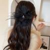 Ostrich Feather Mesh Clip Ponytail Clip Back Head Hair Shark Clip Headgear For Women Girls Hair Accessories