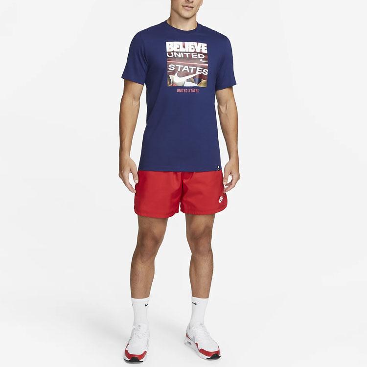 Nike Футболка с круглым вырезом и логотипом Alphabet, мужские топы, темно-синяя DX4194-421