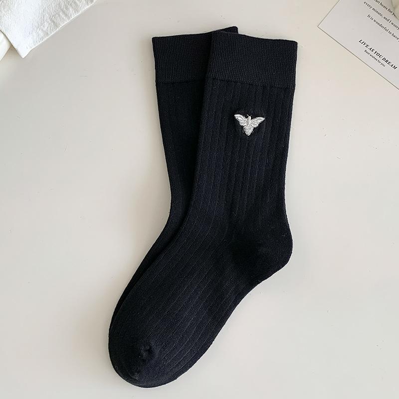 Girls Spring and Summer Simple Embroidery Everything In The Tube Pile Socks