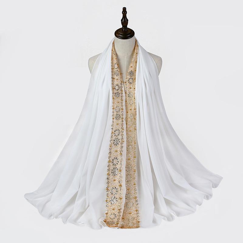 Женский Мусульманский Кружевной Пузырчатый Шифоновый Хиджаб Платок Foulard Femme Musulman Исламские Платки на Голову Арабские Головные Уборы