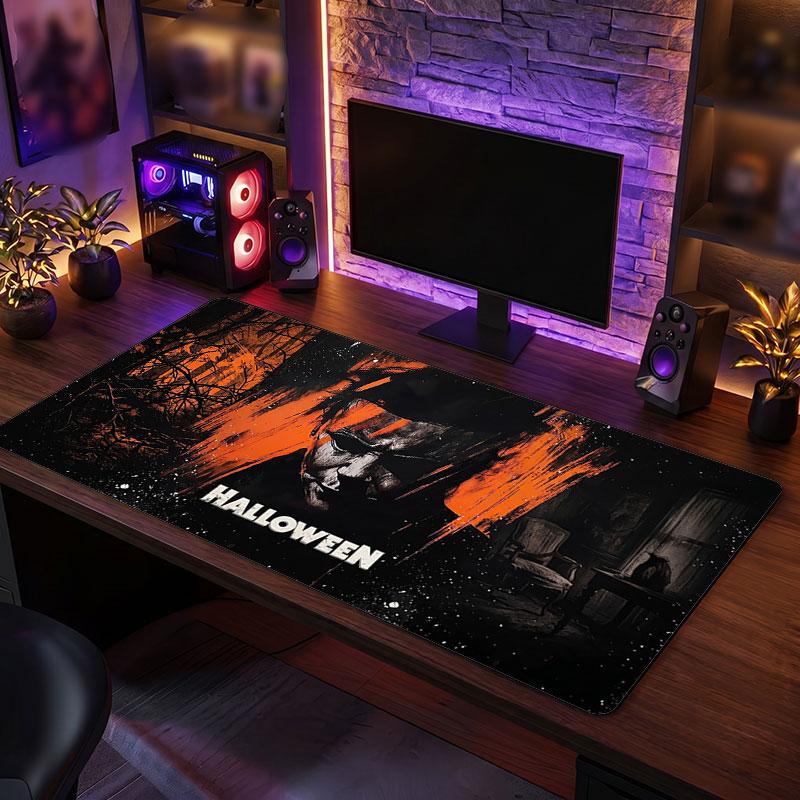 Big Mouse PadHalloween Michael Myers Extended Soft Desk Mat Gaming Office Computer Table Decor Mat