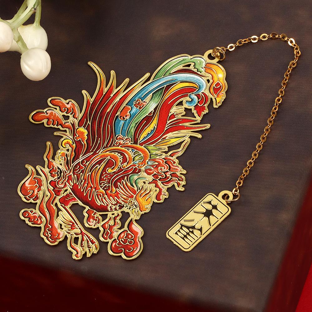 New Chinese Style Retro Mythical Bookmark With Tassel Creative Metal Hollow Dragon Tiger Book Clip Student Gift Office Supplies