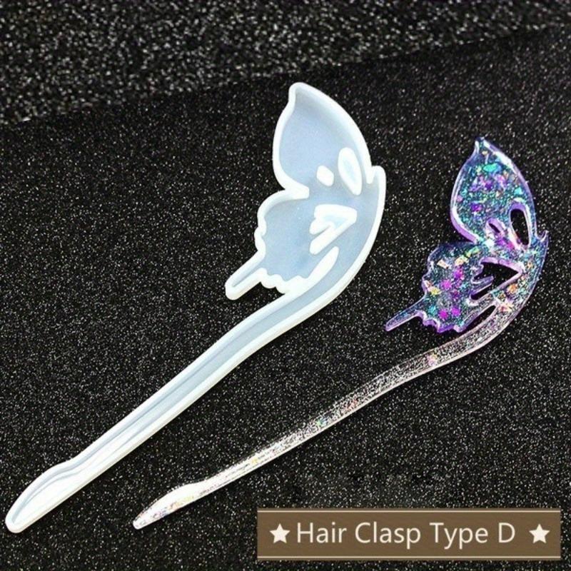 Transparent Hairpin Silicone Special Mould for Resin DIY Hair Jewelry Making Mold Epoxy Resin Molds (Molds Only)
