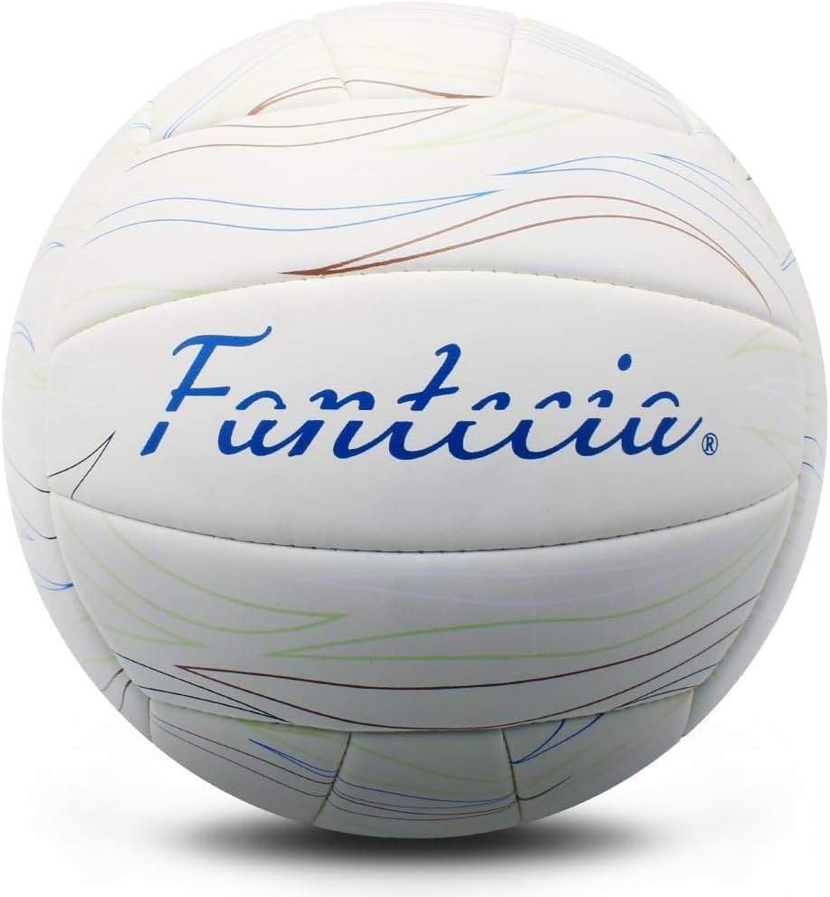 Official Size 5 White Leather Volleyball with Perfect for and Gardens Soft-touch Pump, Indoors, Outdoors, Pools, Beaches, (uninflated)