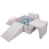 Foam Playground for Kids with Square Ballpit (200 Balls Balls 7cm/2.75in), Lightgrey:pearl/grey/transp/bblue/mint