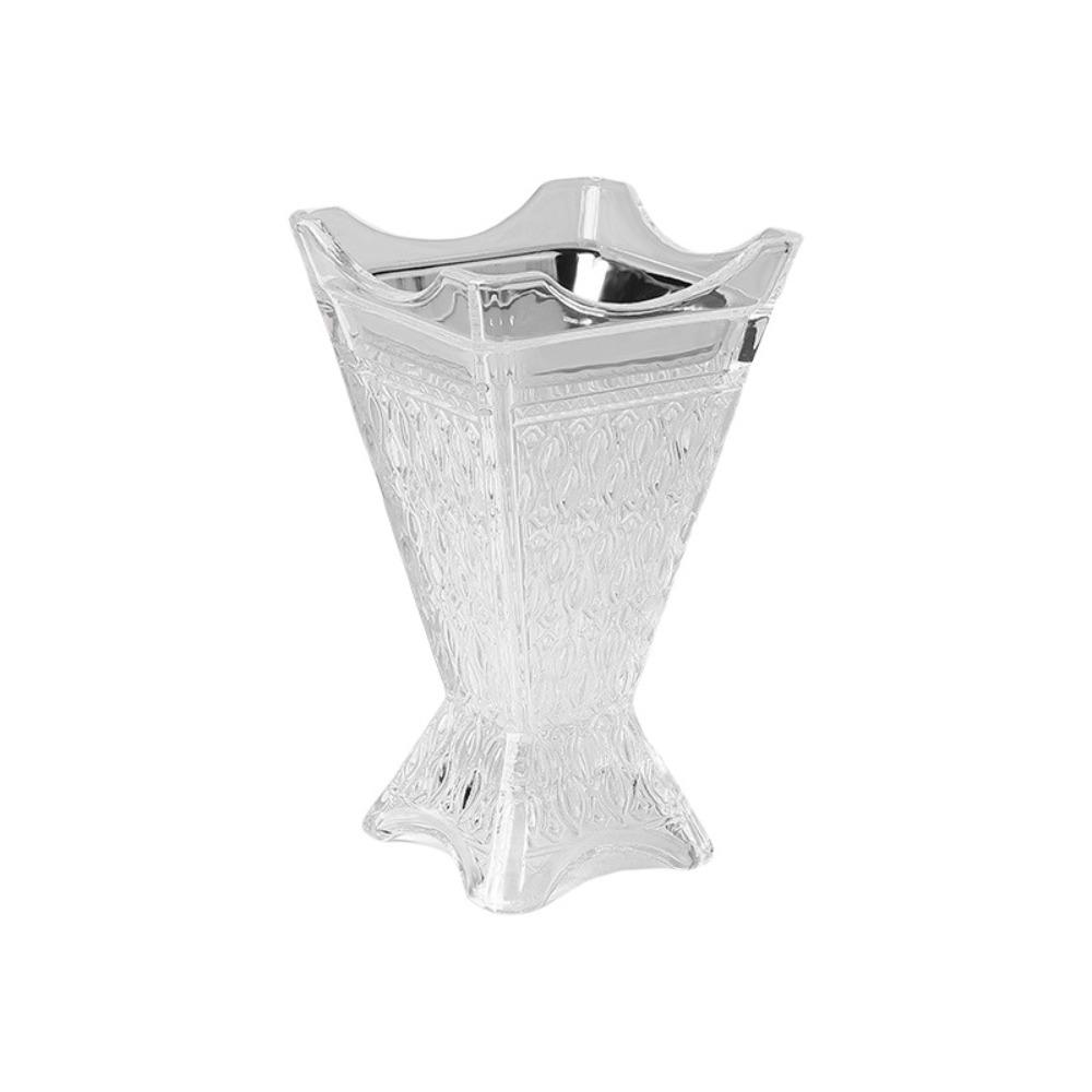 Arabic Style Glass Incense Burner Clear Four-Corner Design Bakhoor Censer Nordic Ironwork Ornament Incense Burning Tray