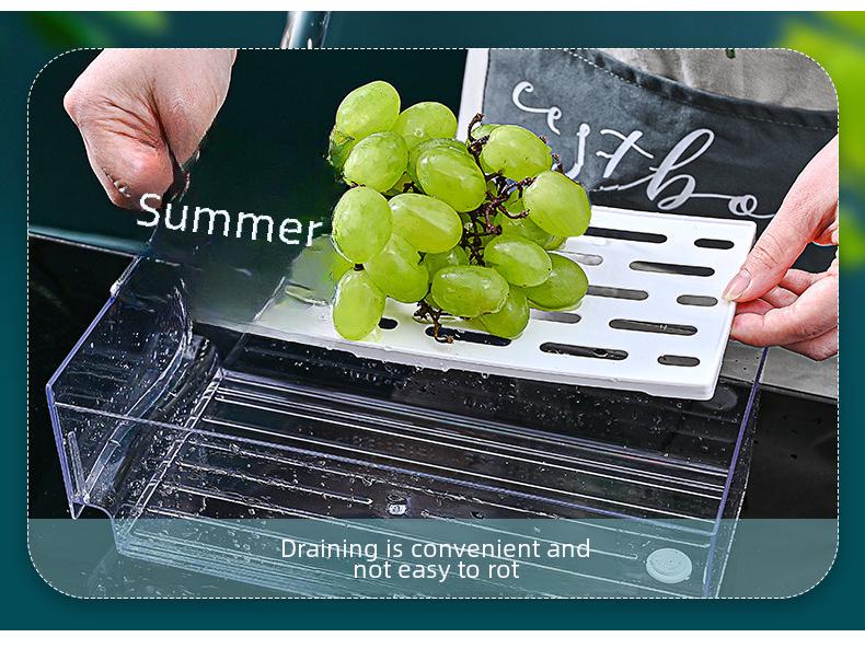 Прозрачный ящик для холодильника из пищевого пластика со встроенным сливом