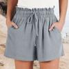 Women's Linen Shorts Summer Beach Casual Comfort Shorts Elastic Waist Lightweight Drawstring Shorts Casual Shorts With Pockets