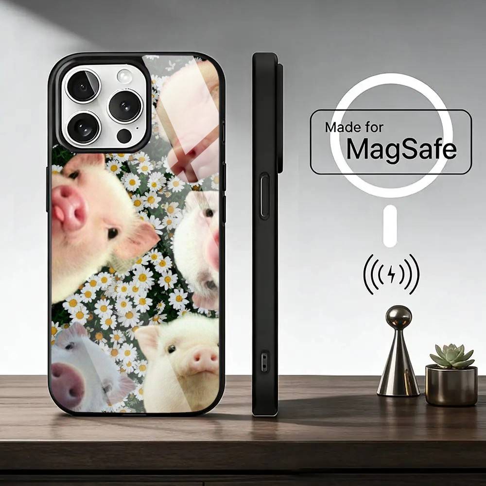 cute little P-pig Phone Case For iPhone17,16,15,14,13,12,11 Plus,Pro Magnetic with Magsafe Wireless Charging
