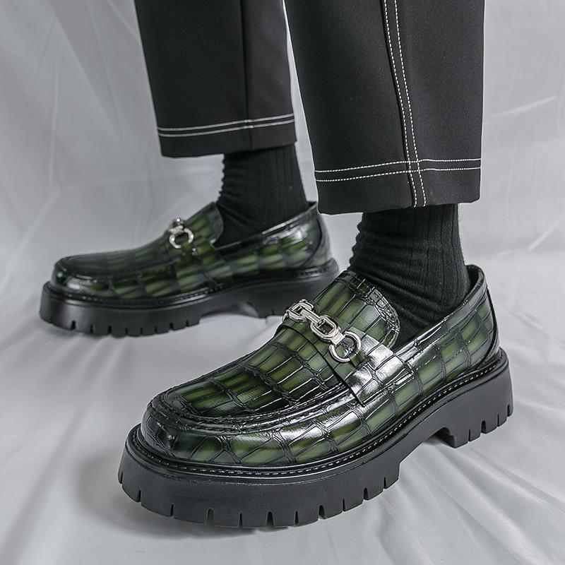 Fashion Brand Business Casual Leather Shoes Rubber Thick Soled Anti Slip Men Leather Shoes Low-quality Fashionable Comfort Driving Shoes