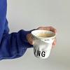 Korean Style Cups And Mugs Coffee Mug White Ceramic Nordic Wrinkle Cup Drinking Coffee Tumbler English Letter