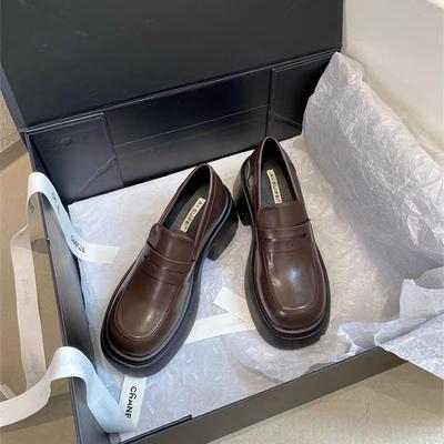 2025 новая модель, стиль колледжа ~ ретро-лоферы с круглым носком и увеличенной платформой, женские кожаные туфли в британском стиле, весенние и осенние одинарные туфли