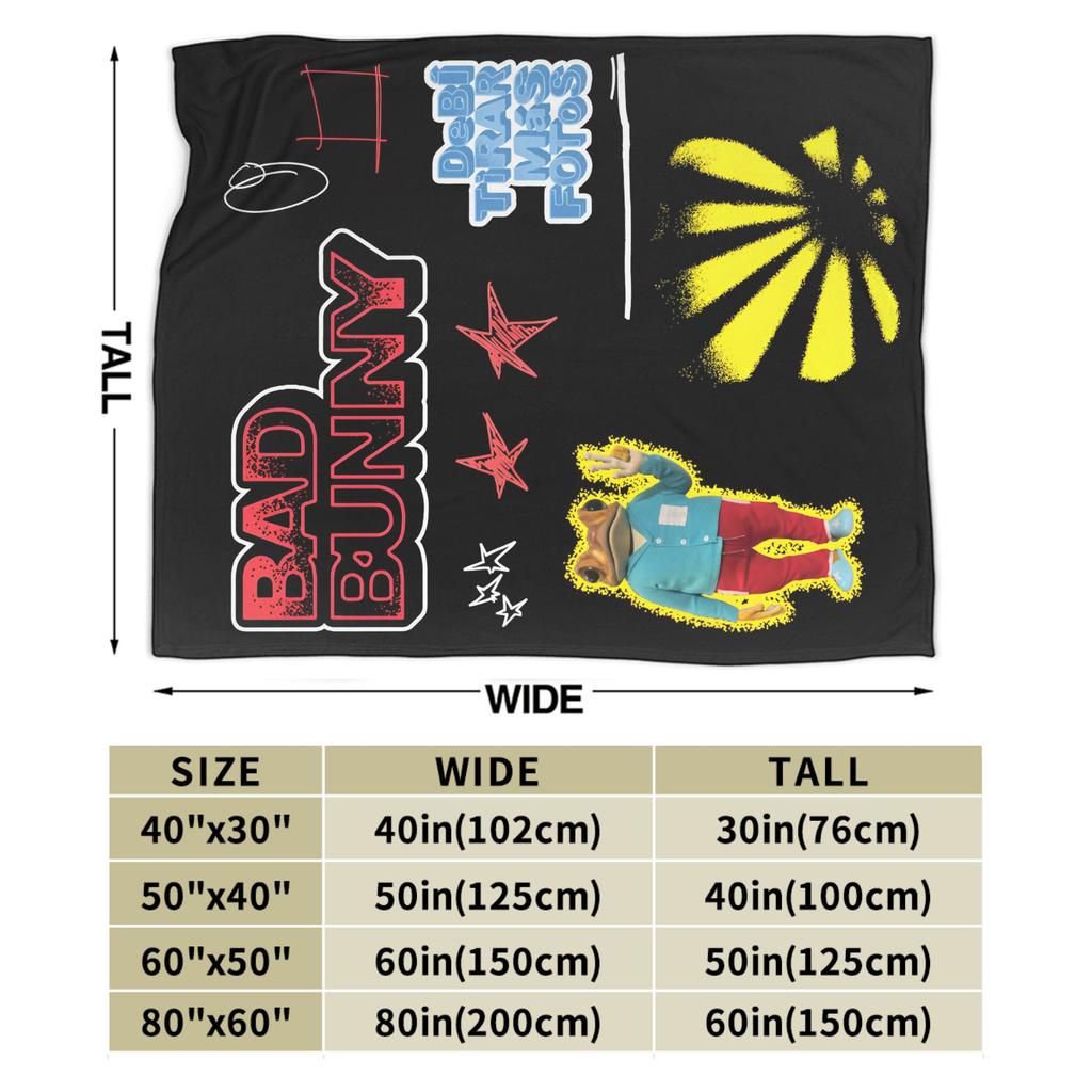 Bad Bunny DTMF Fleece Blankets Music Funny Throw Blankets for Home Plush Thin Quilt,