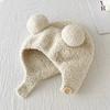 Cute Winter Warm Kids Girl Boys Baby Hats Fleece Wool Hemming Caps With Ball Wool Ear Protection Hats Soft Born Bonnet