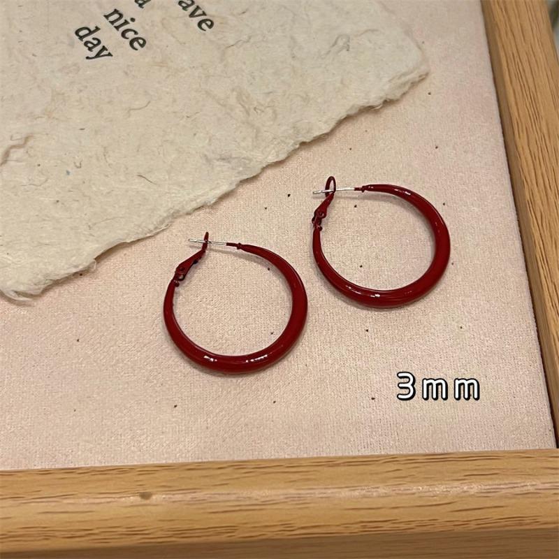 Красные большие круглые серьги-кольца для женщин, модные простые гиперболические геометрические круглые украшения, подарок Brincos