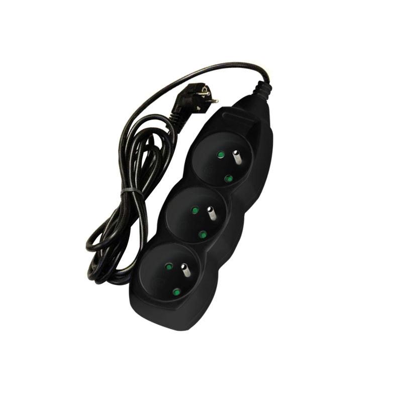 ONNLINE 3-socket extension cord, black, 3