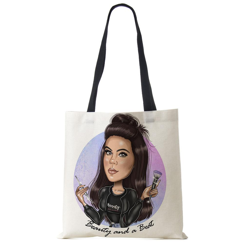 Модная женская сумка-тоут с принтом для девочек, многоразовые сумки для покупок, складные дорожные школьные пляжные сумки