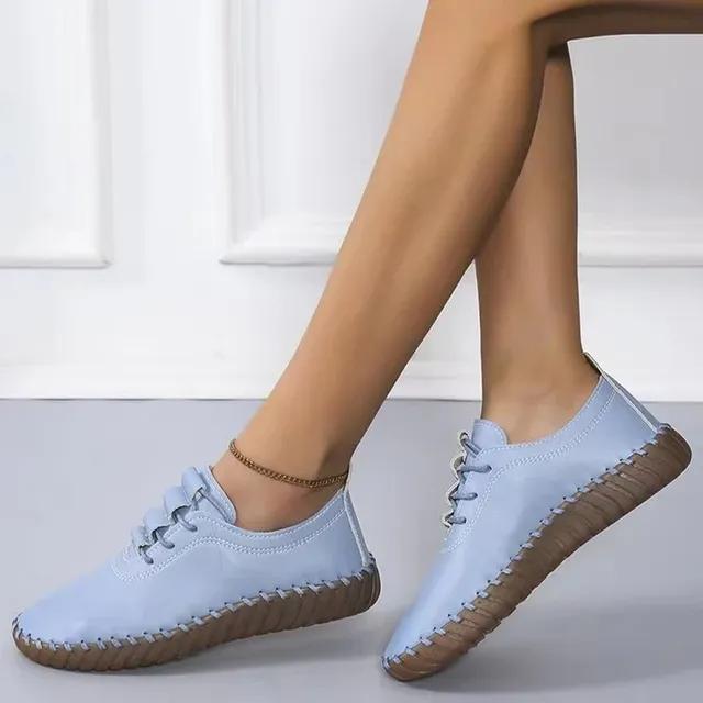 Sneakers Women Shoes Platform Loafers Lace Up Leather Flats Trend Spring Casual Mom Shoe