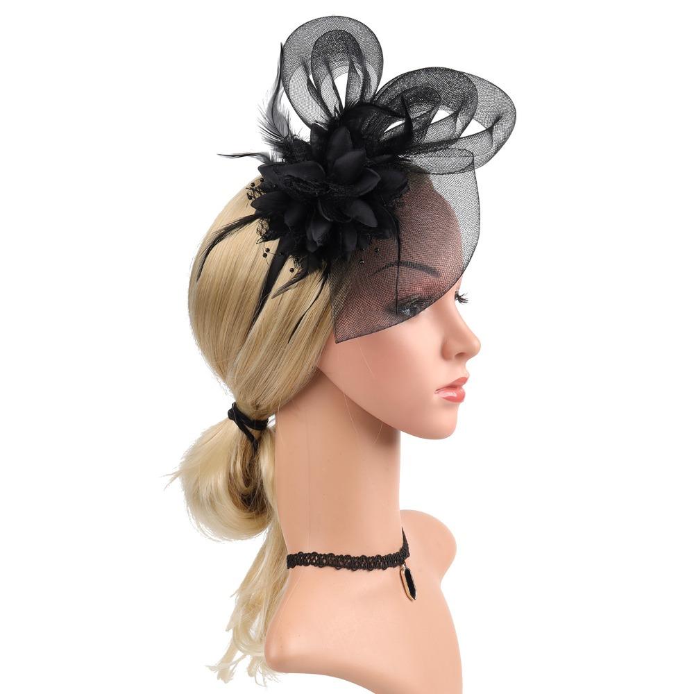Luxury Fascinator Headdress British Retro Bridal Mesh Ribbons Cap Girls