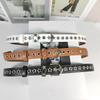 PU Leather Y2K Star Waist Belts Metal Buckle Girls Rivet Waistband Women's Jeans Belt  for Pants