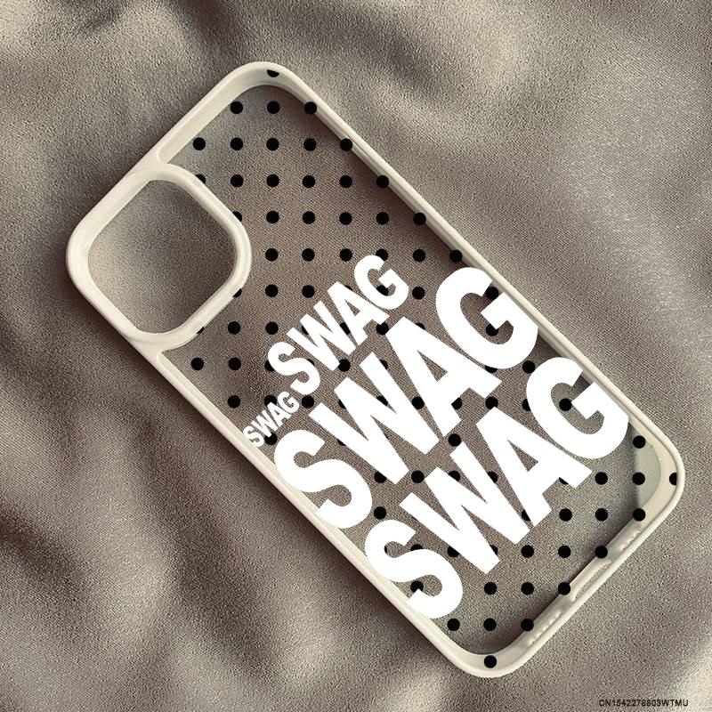 Модный Чехол Для Телефона SWAG С Буквами В Винно-Красный Горошек Для iPhone 13 17 Pro 16 15 14 12 11 XR XS Max 7 8Plus Прозрачный Ударопрочный Чехол