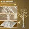 Artificial birch tree with LEDs, flexible branches, plastic and metal, 150 cm, white