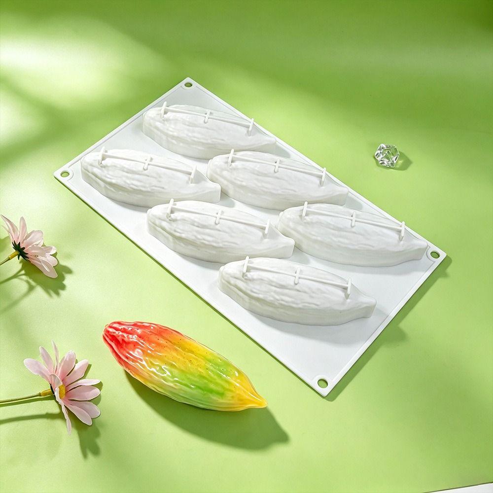 6 Cavity Cocoa Pod Silicone Mold Heat Resistant DIY Cake Decorating Tools Baking Mold Pudding
