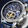 Dulunwe Механические часы Brilliant Starry Sky Luminous Tourbillon, уникальные мужские наручные часы Hollow Skeleton с автоматическим механизмом