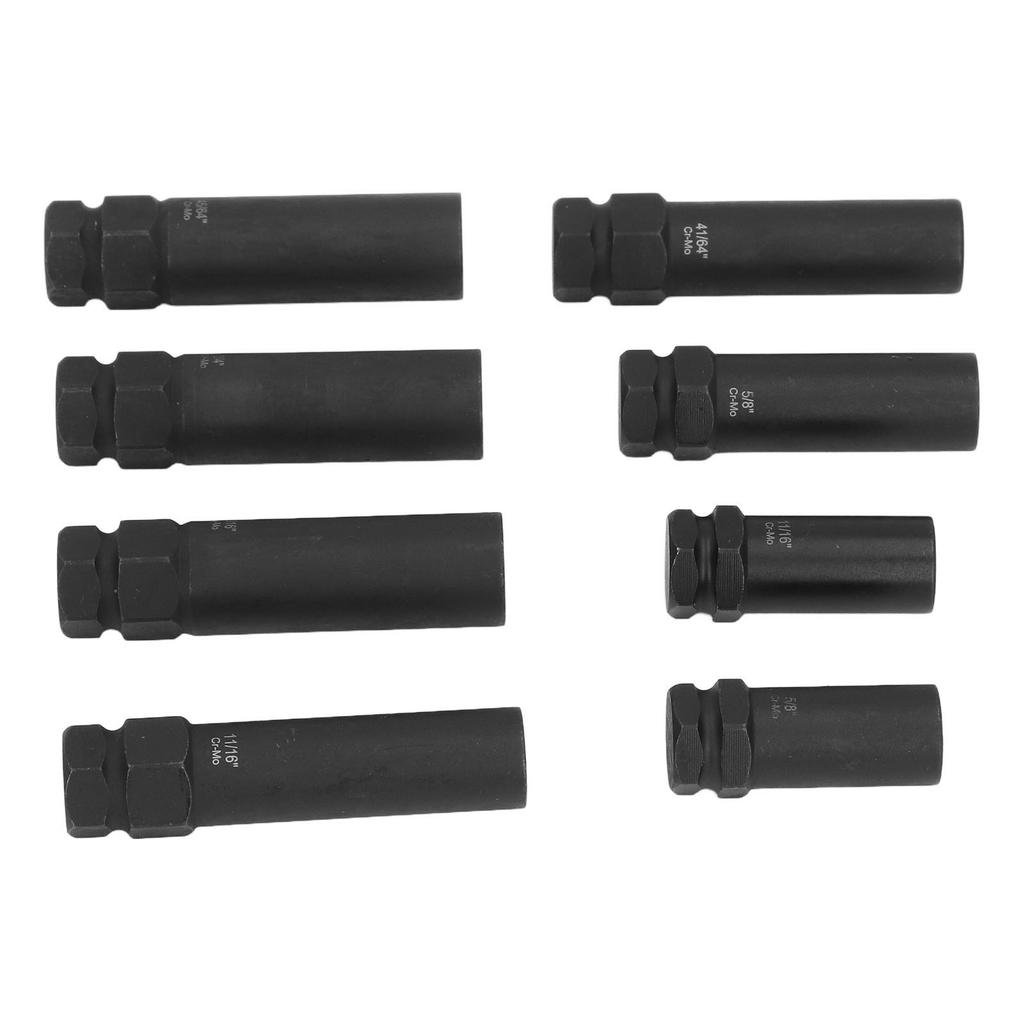 Набор из 8 головок для гаек колес от 58 до 4564 дюймов из хромомолибденовой стали с тонкими стенками для снятия блокировки колес