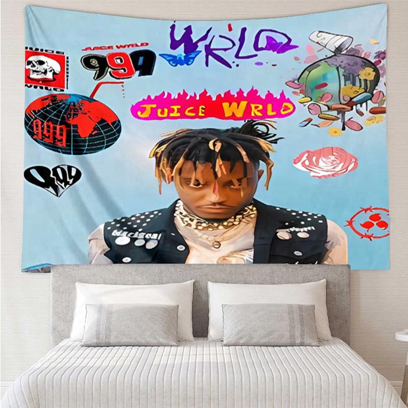 Juice WRLD Tapestry for Bedroom Aesthetic Classroom Tapestries Wall Hanging for Living Room Dorm Office,Ideal Creative Gift